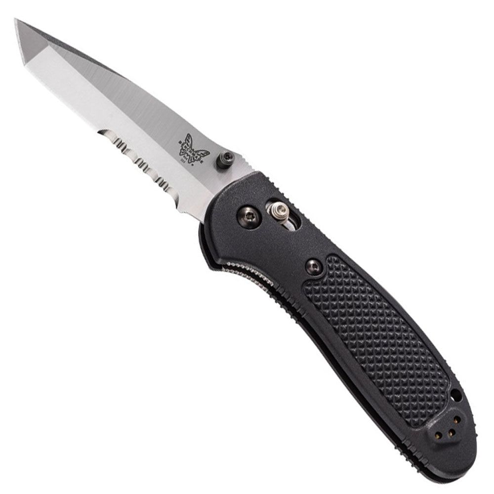 Benchmade Tanto Griptilian Combo Edge Folding Knife with Black Handle ...