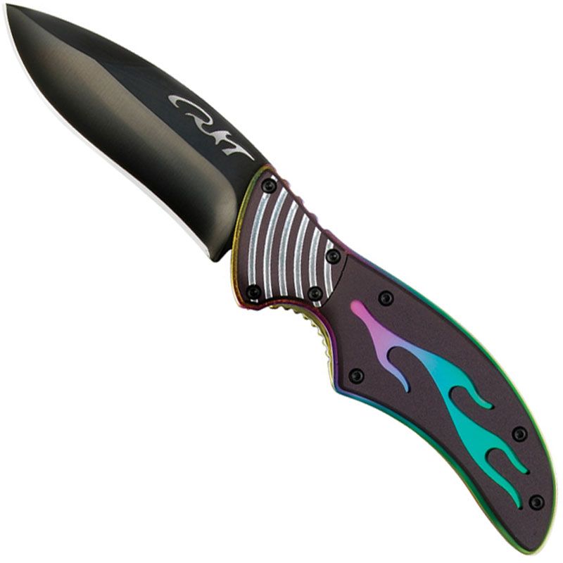 Fulcrum Flame Drop Point Blade Knife - Black | Camouflage.ca