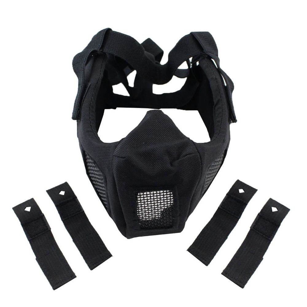 Airsoft Half Face Mesh Mask - Black | Camouflage.ca
