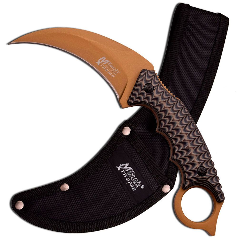 MTech Xtreme Karambit Tactical Knife - Gold | camouflage.ca